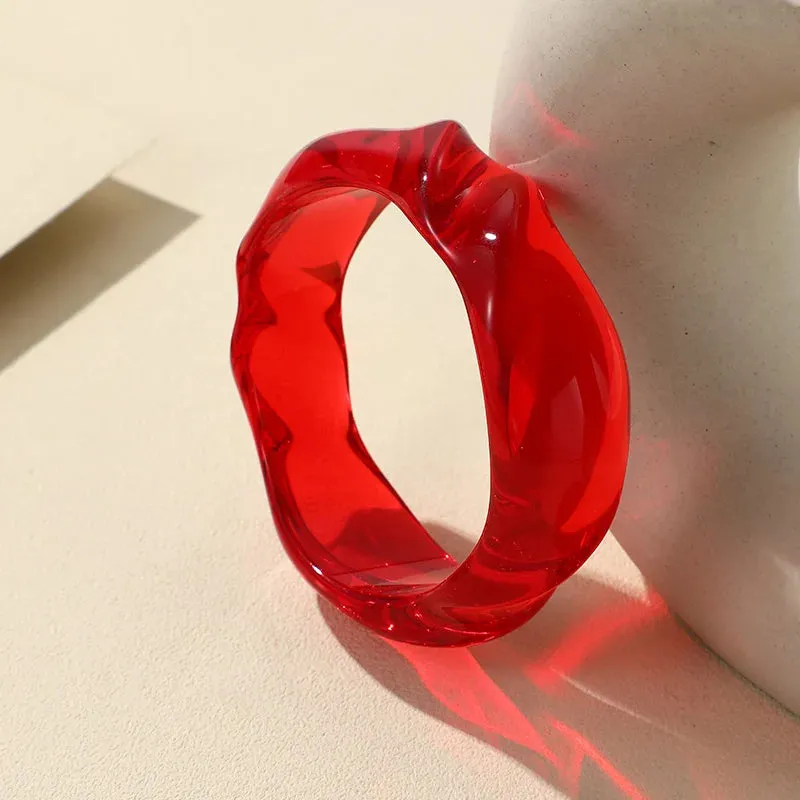Transparent Resin Acrylic Bangles For Women Geometry Round Bangle Bracelets Charm Thick Simple Party Hand Jewelry
