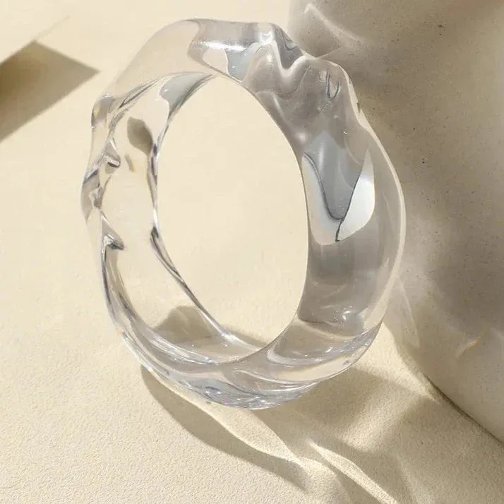 Transparent Resin Acrylic Bangles For Women Geometry Round Bangle Bracelets Charm Thick Simple Party Hand Jewelry