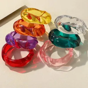 Transparent Resin Acrylic Bangles For Women Geometry Round Bangle Bracelets Charm Thick Simple Party Hand Jewelry