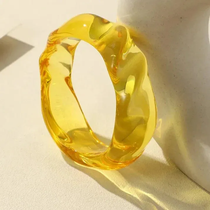 Transparent Resin Acrylic Bangles For Women Geometry Round Bangle Bracelets Charm Thick Simple Party Hand Jewelry