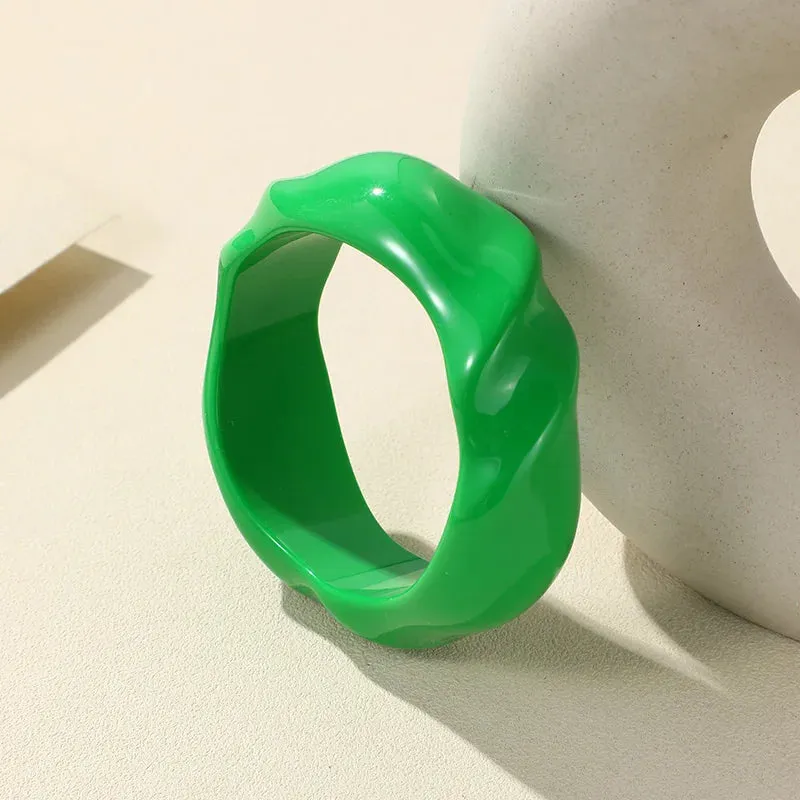 Transparent Resin Acrylic Bangles For Women Geometry Round Bangle Bracelets Charm Thick Simple Party Hand Jewelry