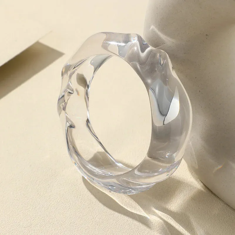 Transparent Resin Acrylic Bangles For Women Geometry Round Bangle Bracelets Charm Thick Simple Party Hand Jewelry