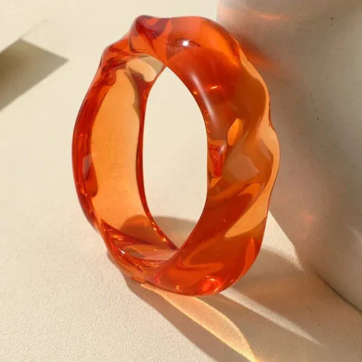 Transparent Resin Acrylic Bangles For Women Geometry Round Bangle Bracelets Charm Thick Simple Party Hand Jewelry