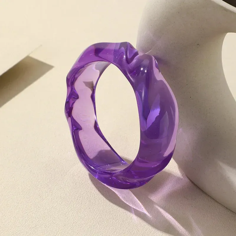 Transparent Resin Acrylic Bangles For Women Geometry Round Bangle Bracelets Charm Thick Simple Party Hand Jewelry