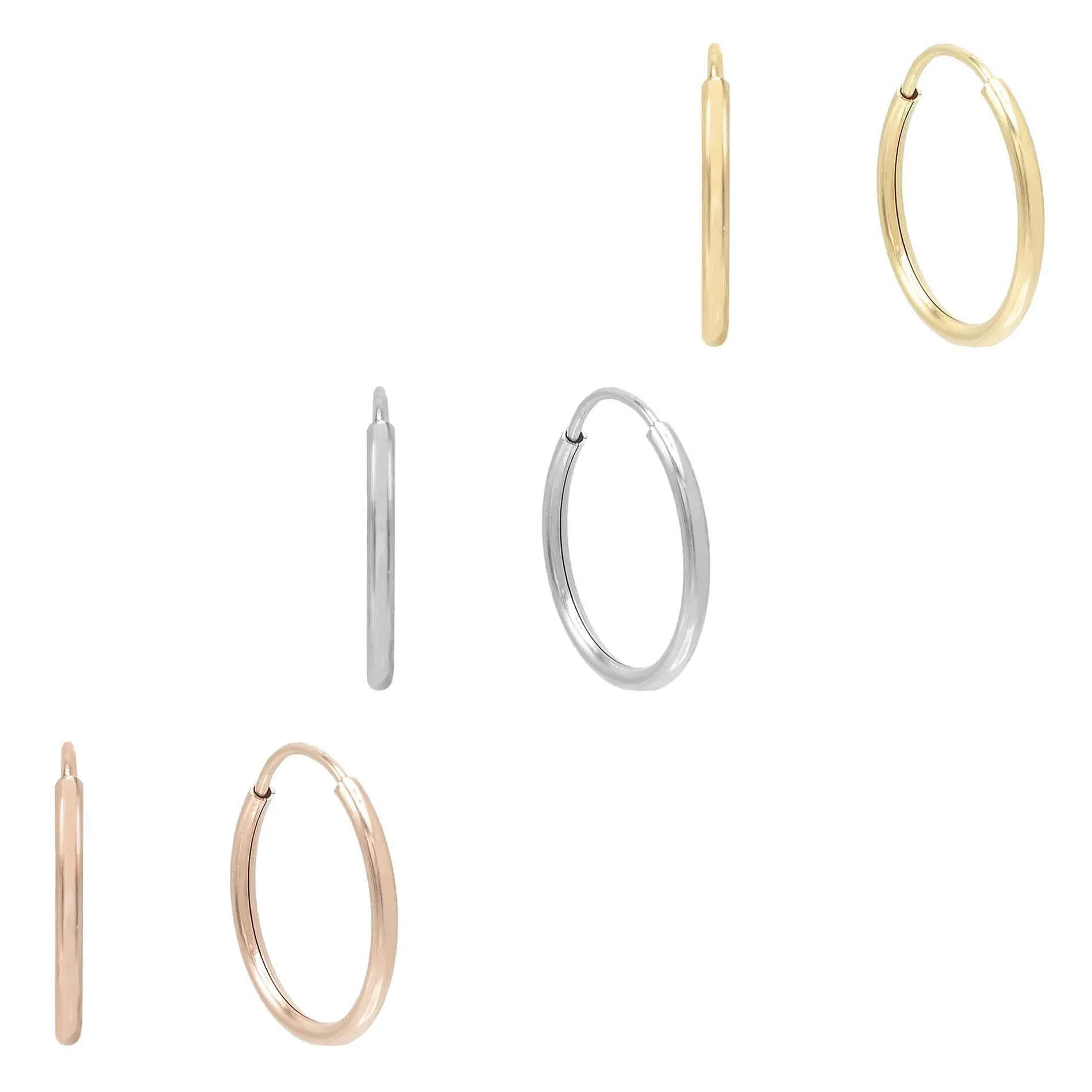 Trio Endless Hoop Earring Combo Set 14K