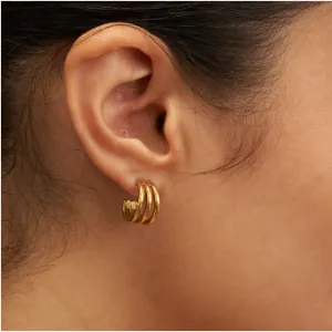 Triple Hoop Gold Color Earrings
