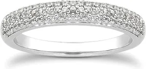 Triple Row Pave Diamond Wedding Ring