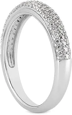 Triple Row Pave Diamond Wedding Ring