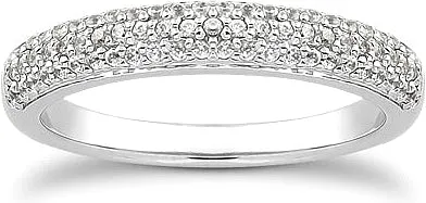 Triple Row Pave Diamond Wedding Ring