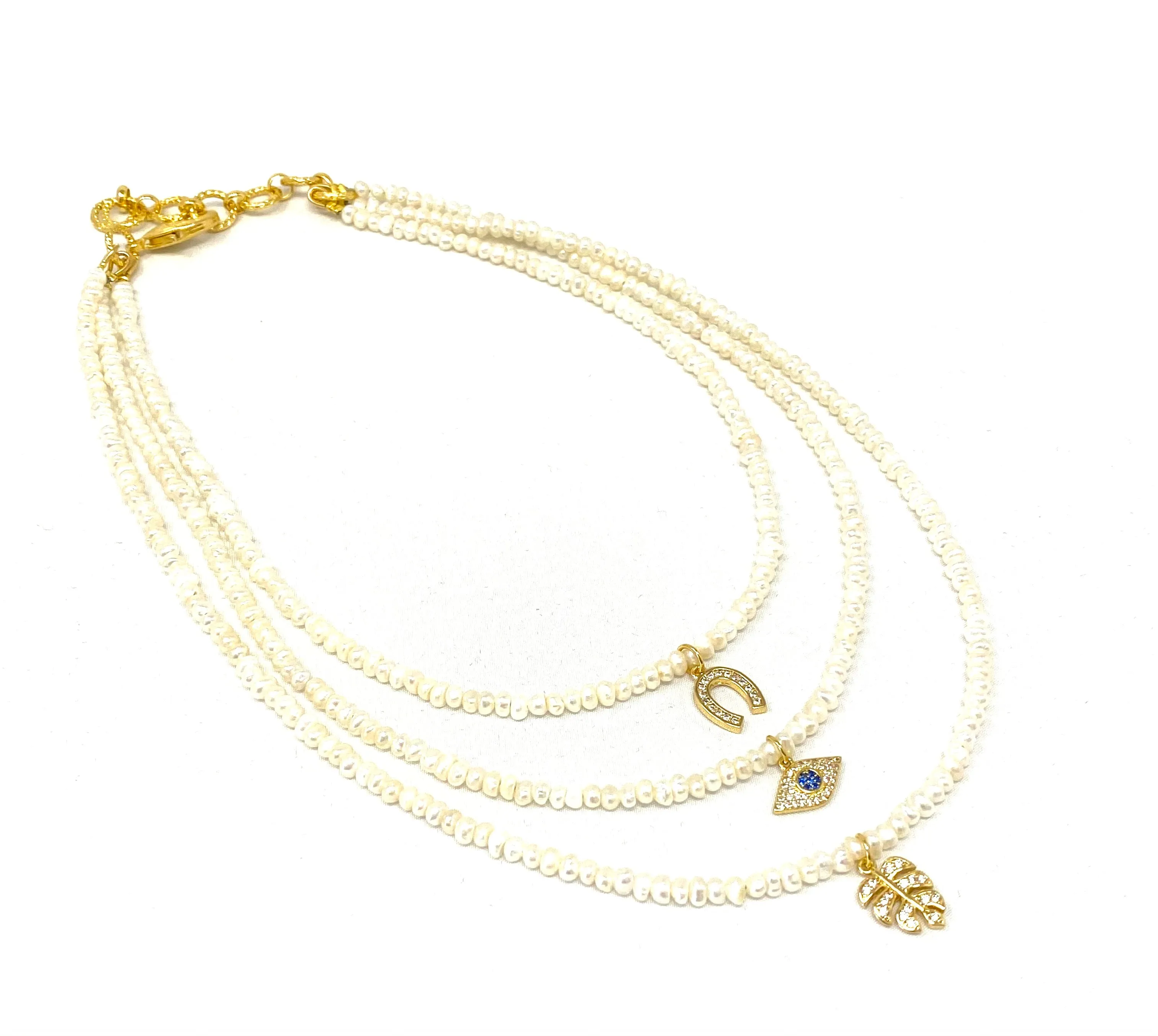 Triple Strand Semi Precious Gemstone Necklaces