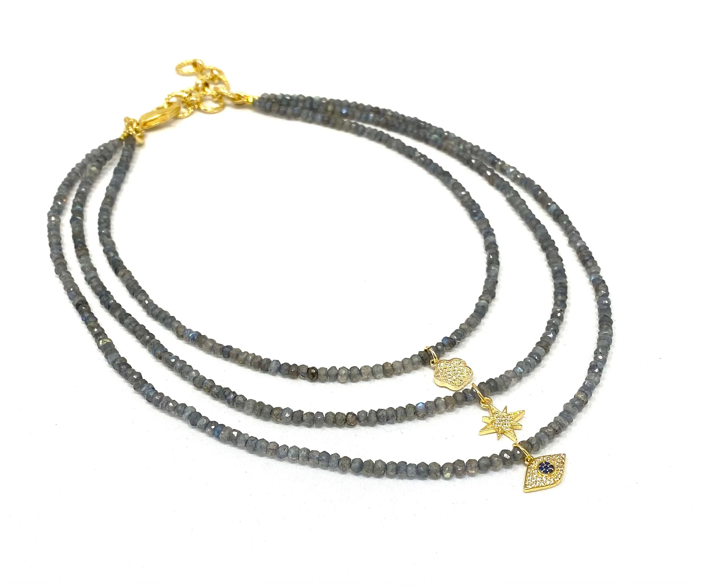 Triple Strand Semi Precious Gemstone Necklaces