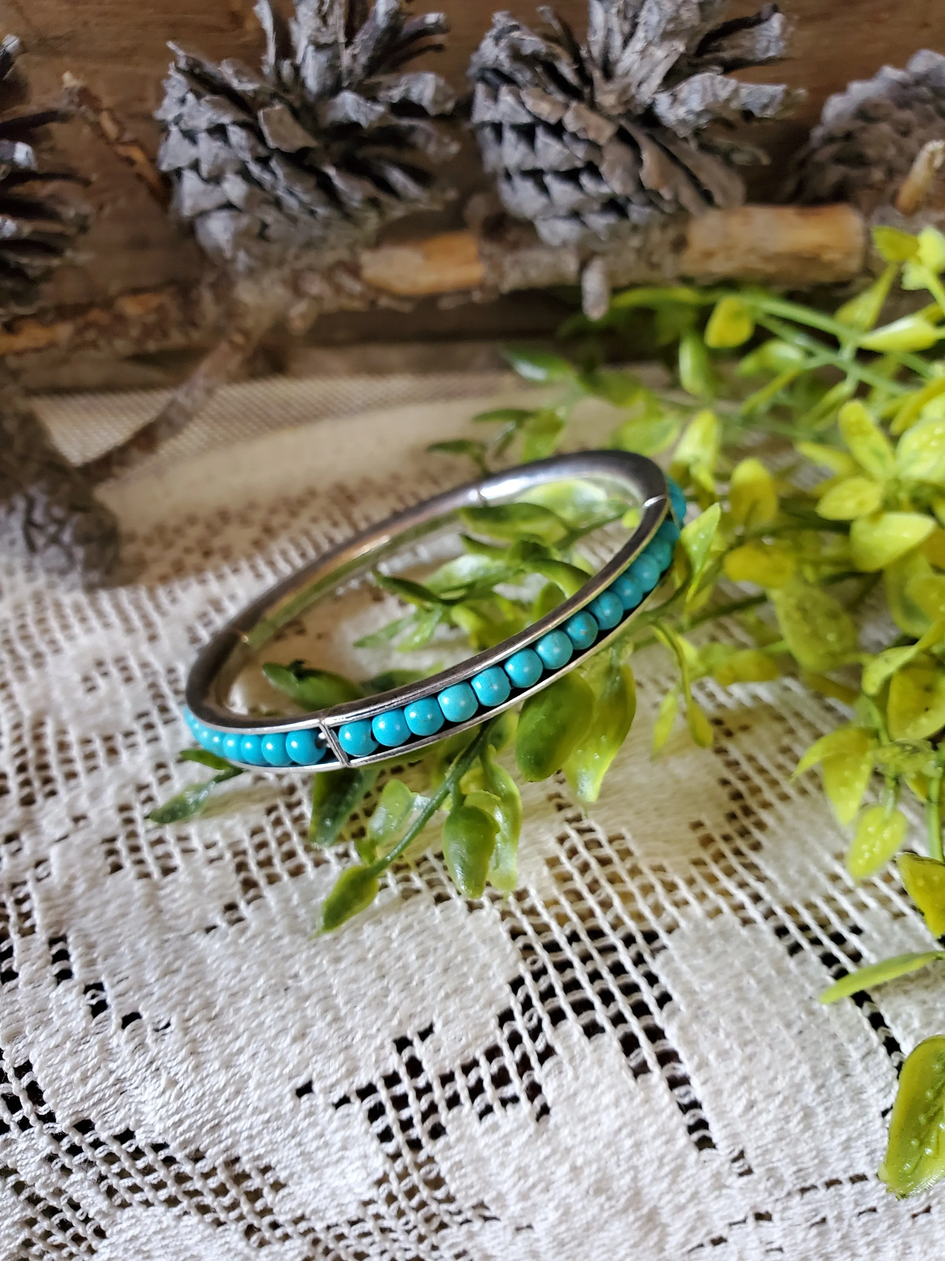 Turquoise Bead Bangle Bracelet