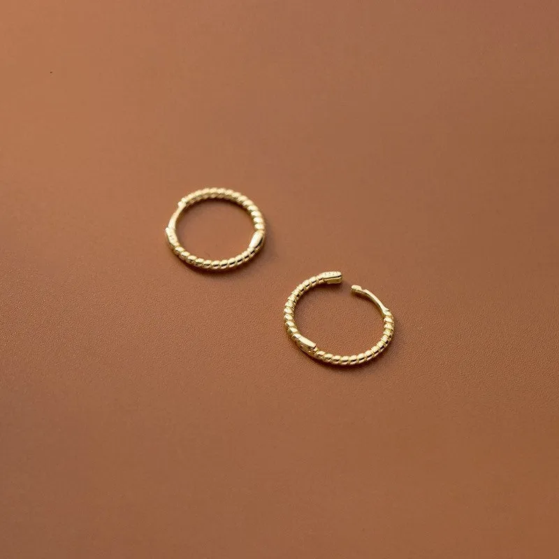 Twist Braids Hoop Huggies Earrings-SH010
