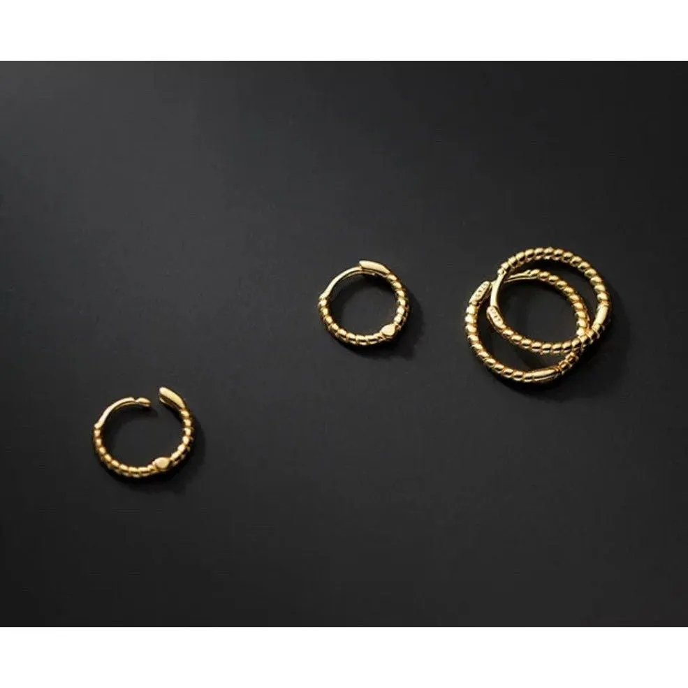 Twist Braids Hoop Huggies Earrings-SH010