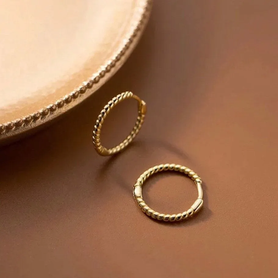 Twist Braids Hoop Huggies Earrings-SH010