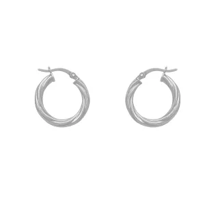 Twist Churro Hoop Earrings (Silver)