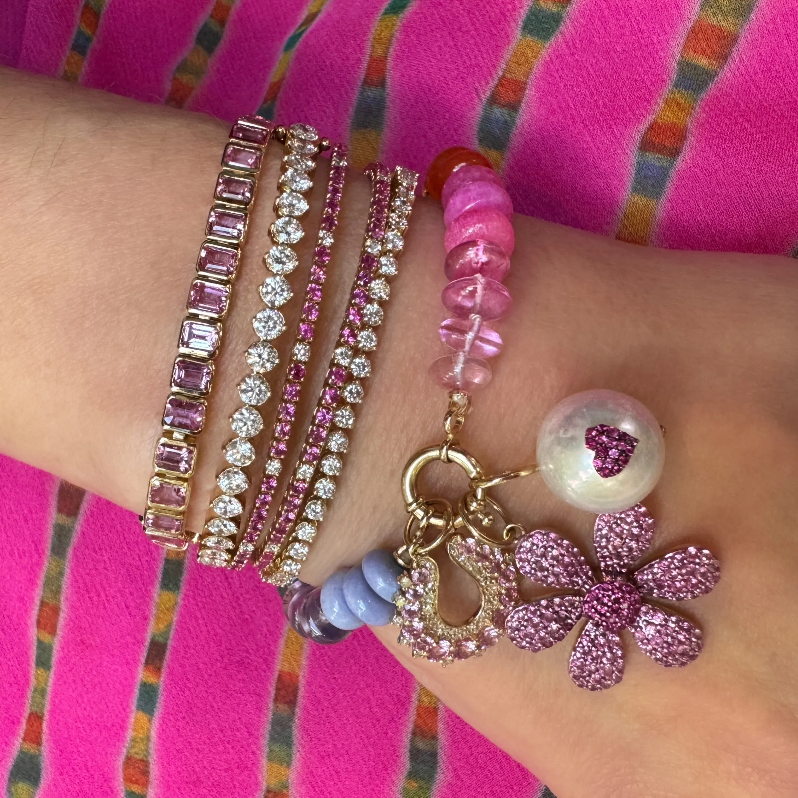 Two-Prong Diamond Rounds Bangle Bracelet