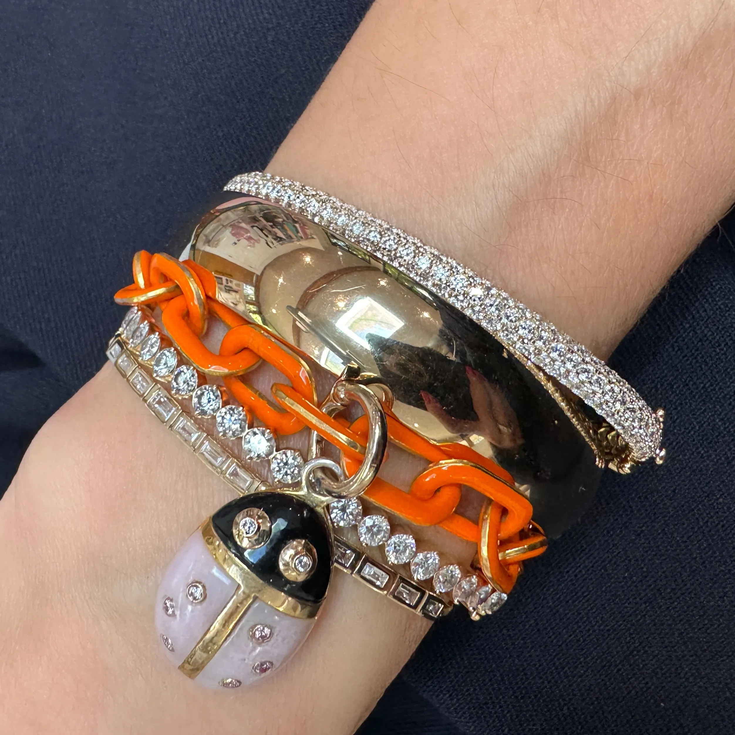 Two-Prong Diamond Rounds Bangle Bracelet