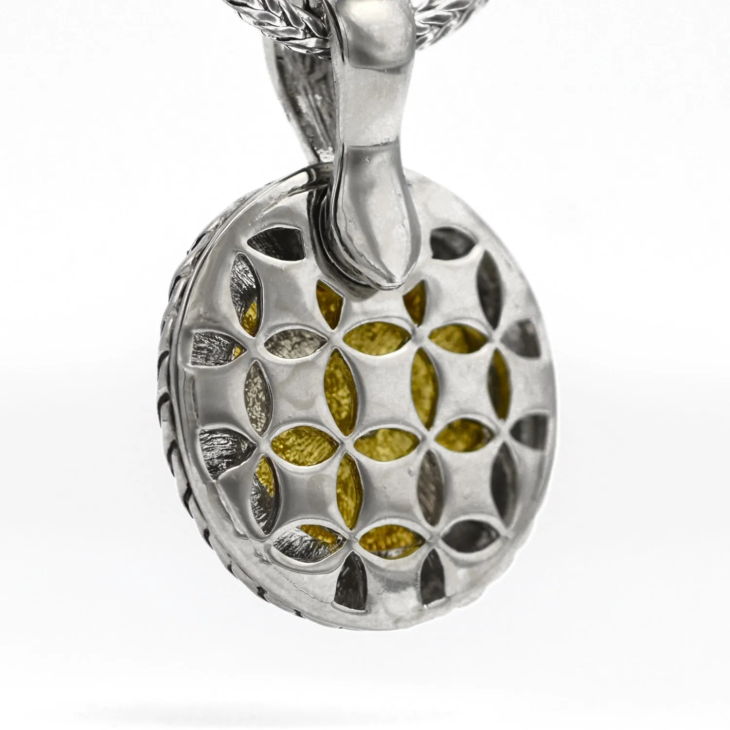 TWO TONE 1.8"INCHES PENDANT NECKLACE #42305EH  (FD10)
