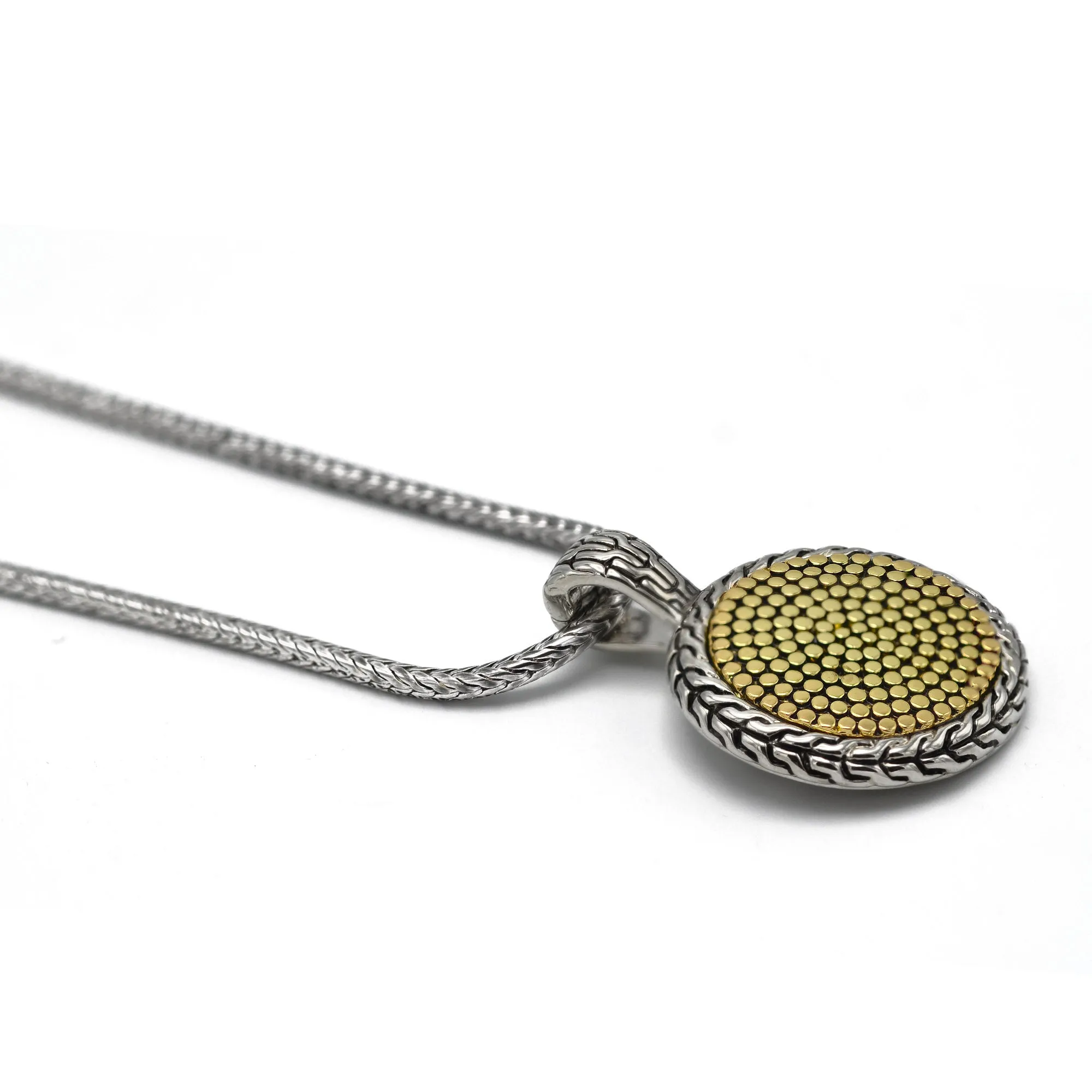 TWO TONE 1.8"INCHES PENDANT NECKLACE #42305EH  (FD10)
