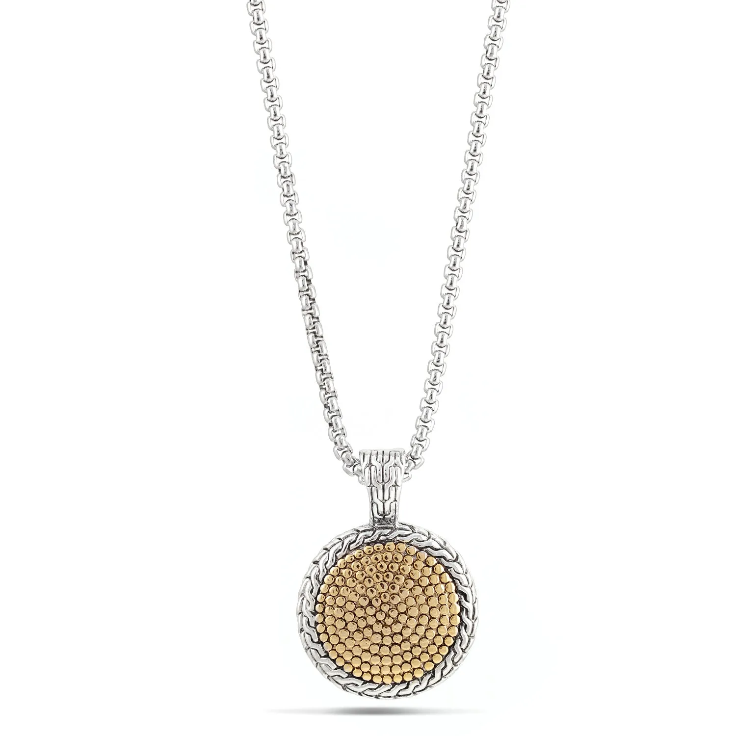 TWO TONE 1.8"INCHES PENDANT NECKLACE #42305EH  (FD10)