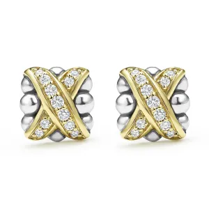 Two-Tone X Diamond Stud Earrings
