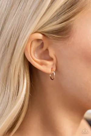 Ultra Upmarket - Rose Gold - Tiny Paparazzi Hoop Earrings