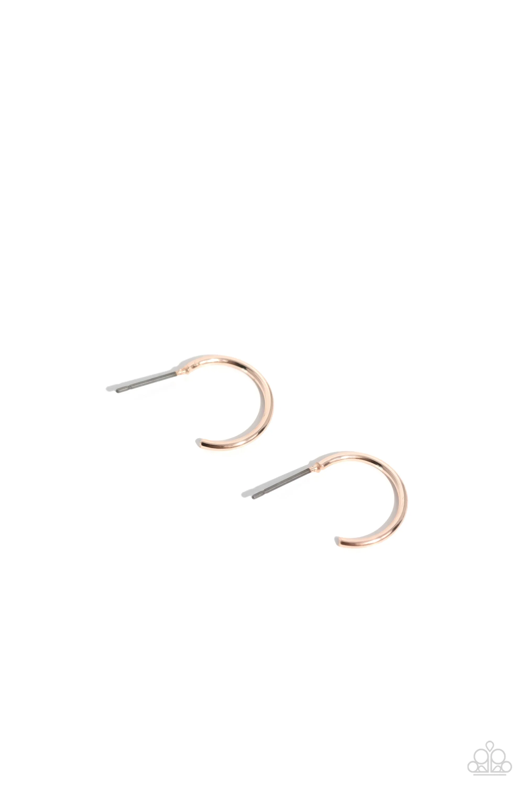 Ultra Upmarket - Rose Gold - Tiny Paparazzi Hoop Earrings