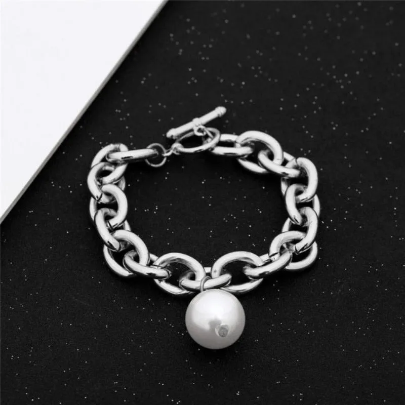 Unique Pearl Bangle Bracelet for Women Chain Women Anniverssary Jewelry