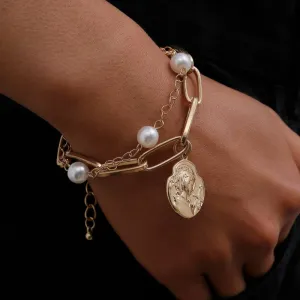 Unique Pearl Bangle Bracelet for Women Chain Women Anniverssary Jewelry
