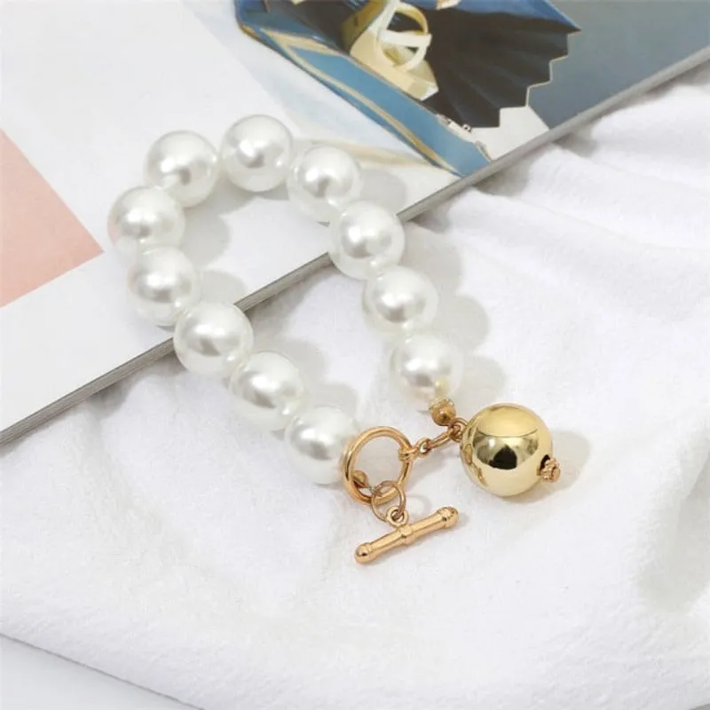 Unique Pearl Bangle Bracelet for Women Chain Women Anniverssary Jewelry