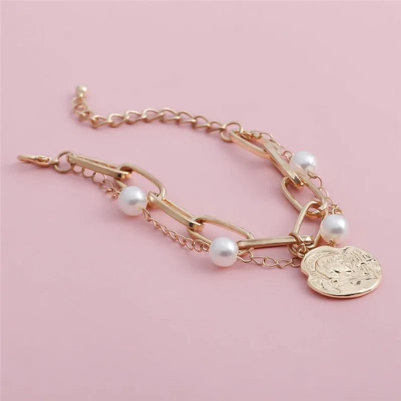 Unique Pearl Bangle Bracelet for Women Chain Women Anniverssary Jewelry