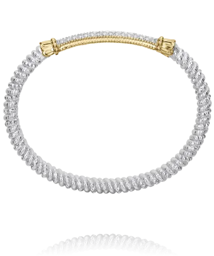 Vahan Sterling Silver & 14K Yellow Gold Diamond Pave Bangle Bracelet