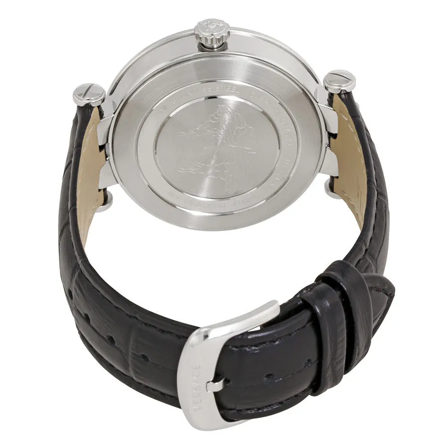 Versace V-Race Silver Dial Men's Leather Watch VCL080017