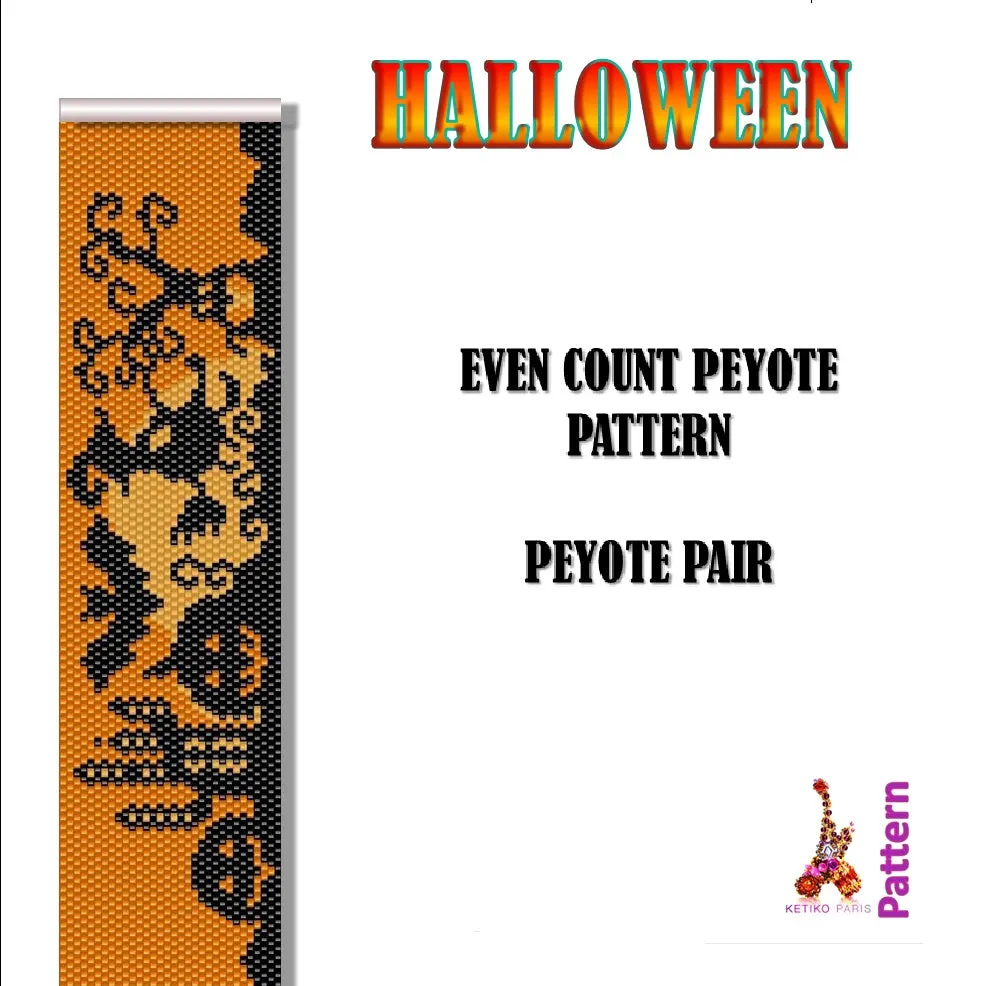Vertical Peyote Pattern - Bracelet HALLOWEEN