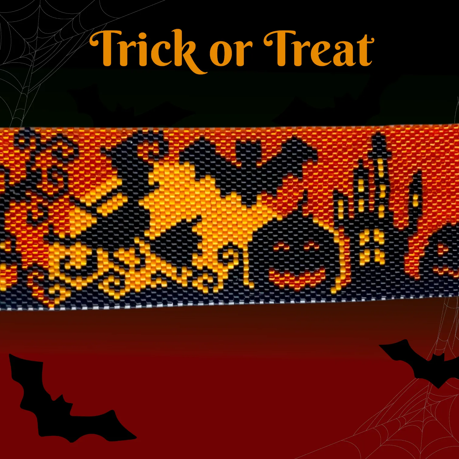 Vertical Peyote Pattern - Bracelet HALLOWEEN