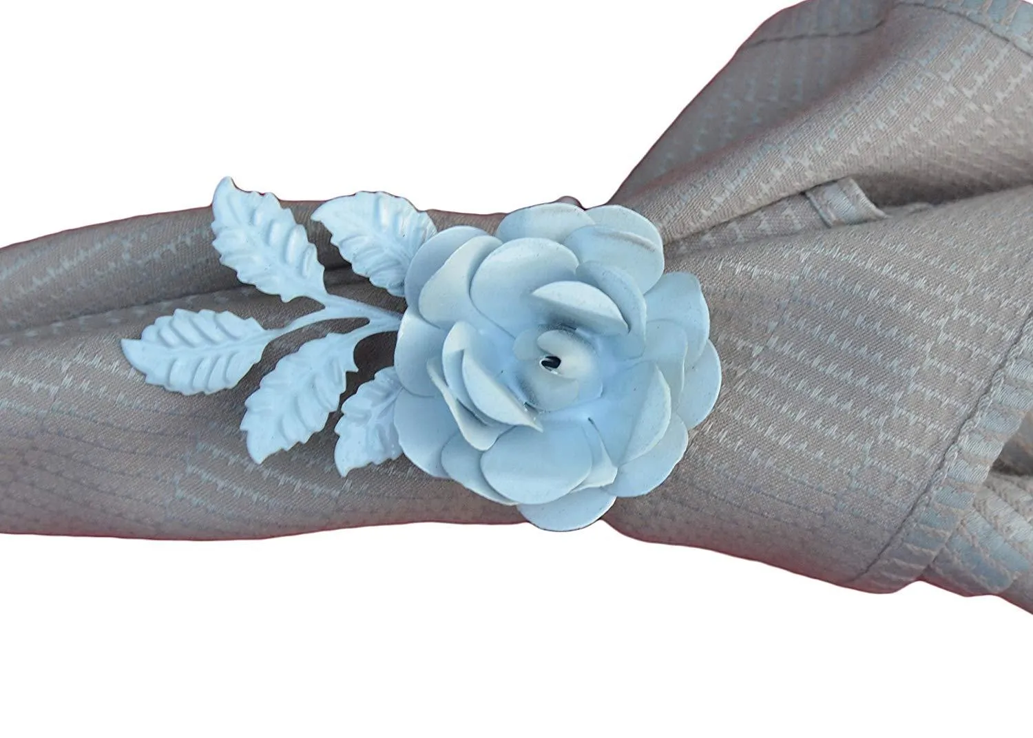 Vibhsa White Rose Set of 8 Napkin Rings