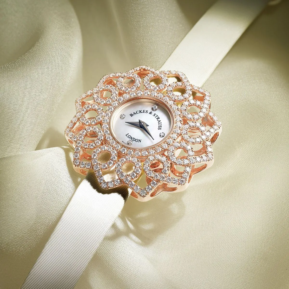 Victoria Snowdrop Luxury Diamond Watch for Women - 36 mm Rose Gold - Backes & Strauss