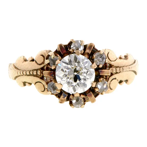 Victorian Diamond Cluster Ring, Old Euro 0.68ct
