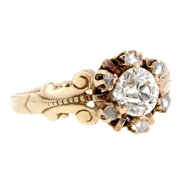 Victorian Diamond Cluster Ring, Old Euro 0.68ct