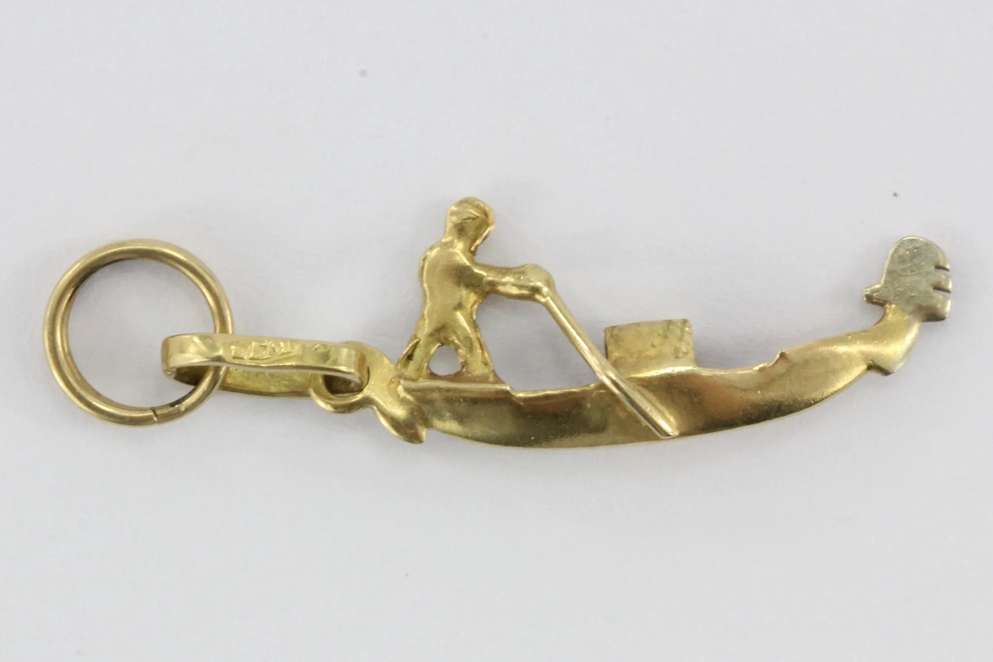 Vintage 18K Gold Venice Italy Gondolier & Gondola Charm