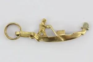 Vintage 18K Gold Venice Italy Gondolier & Gondola Charm
