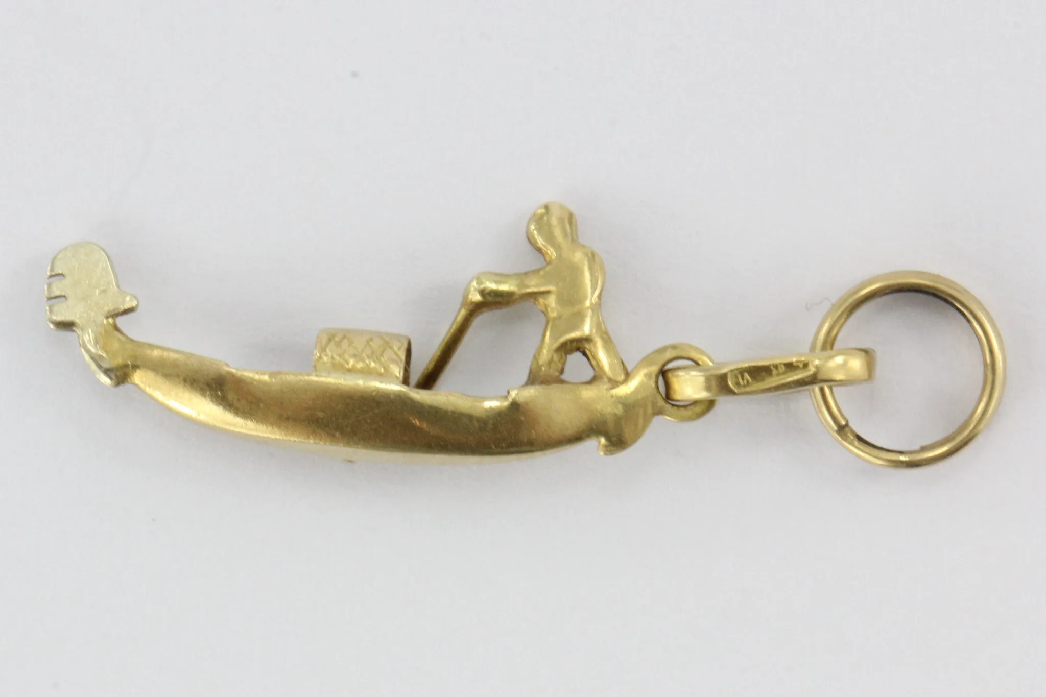Vintage 18K Gold Venice Italy Gondolier & Gondola Charm