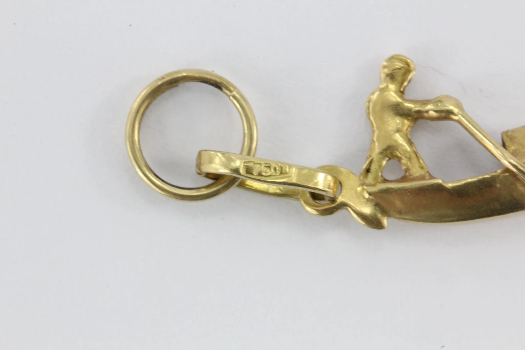 Vintage 18K Gold Venice Italy Gondolier & Gondola Charm