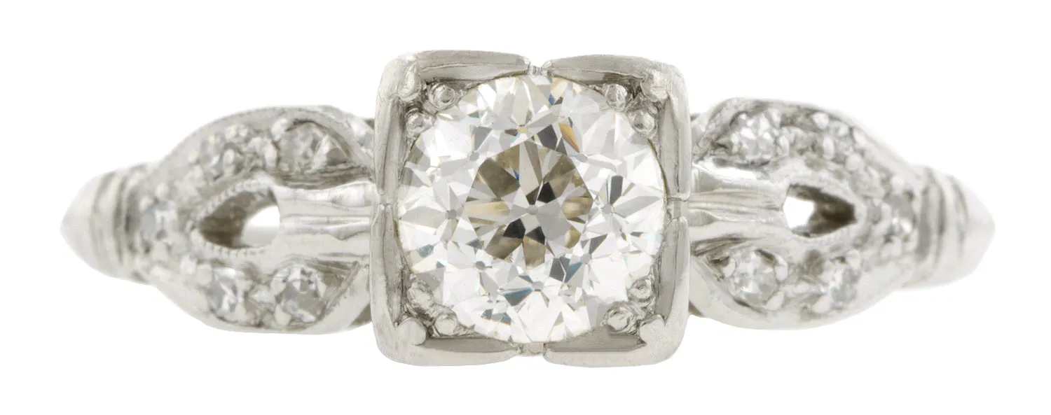 Vintage Diamond Engagement Ring, Old Euro 0.55ct