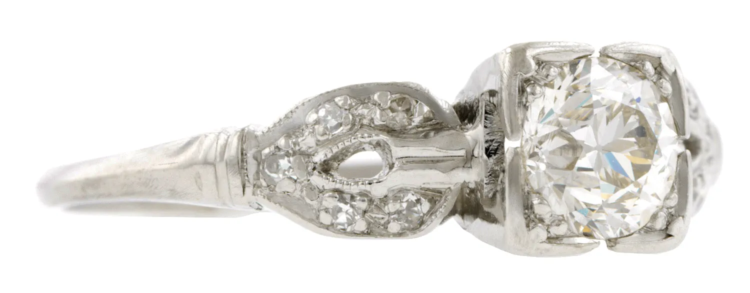 Vintage Diamond Engagement Ring, Old Euro 0.55ct
