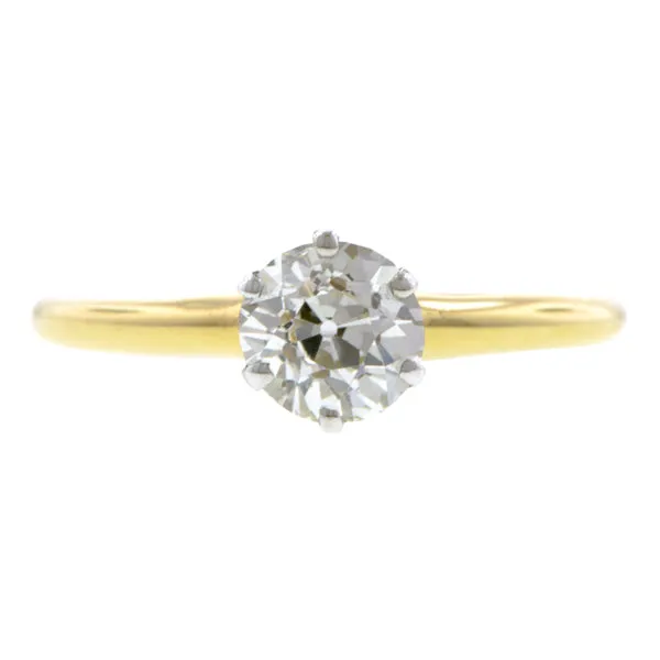 Vintage Diamond Solitaire Engagement Ring, Old Euro 0.85ct