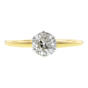 Vintage Diamond Solitaire Engagement Ring, Old Euro 0.85ct