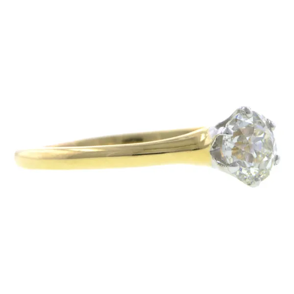 Vintage Diamond Solitaire Engagement Ring, Old Euro 0.85ct