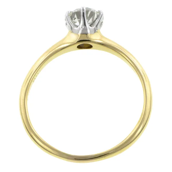 Vintage Diamond Solitaire Engagement Ring, Old Euro 0.85ct